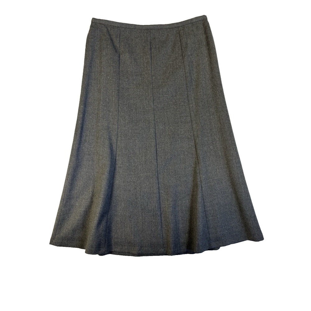 Talbots Women's 2P Italian‎ Flannel Wool Blend Gray A-Line Skirt Career Office